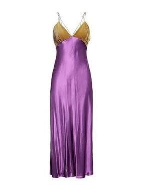Purple Satin Slip Dress with Vintage Velvet Greenish Gold Bodice